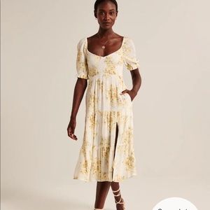 Abercrombie Floral Midi Dress with Leg Slit